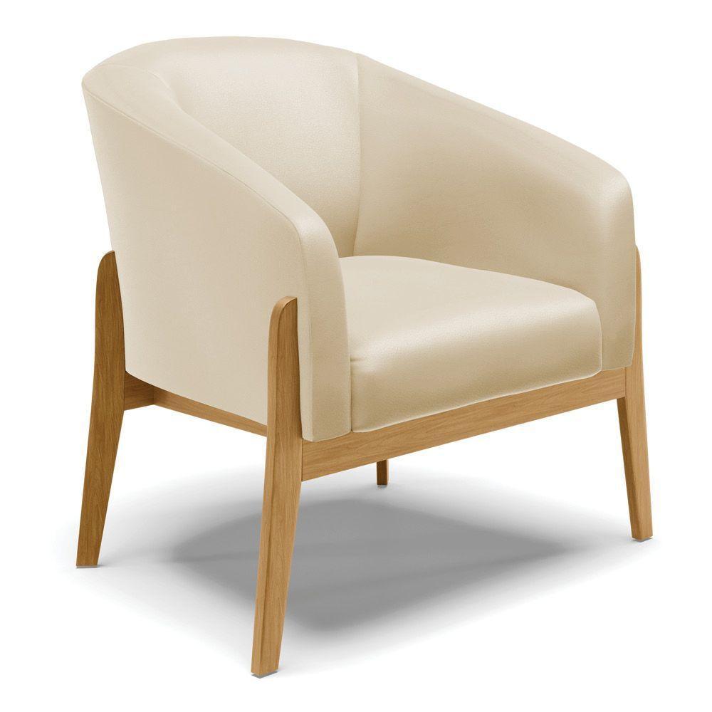 Cadeira Sala De Jantar Base De Madeira Stella Sintético D03 - D'rossi Cor Bege - 1