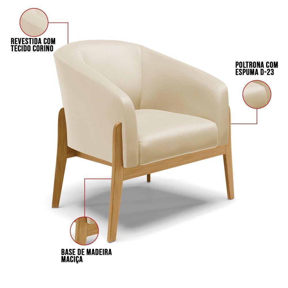 Cadeira Sala De Jantar Base De Madeira Stella Sintético D03 - D'rossi Cor Bege - 5