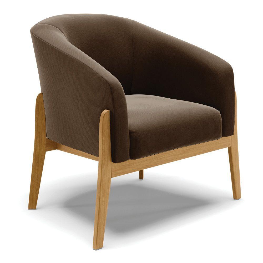 Cadeira Sala De Jantar Base De Madeira Stella Suede D03 - D'rossi Cor Marrom - 1