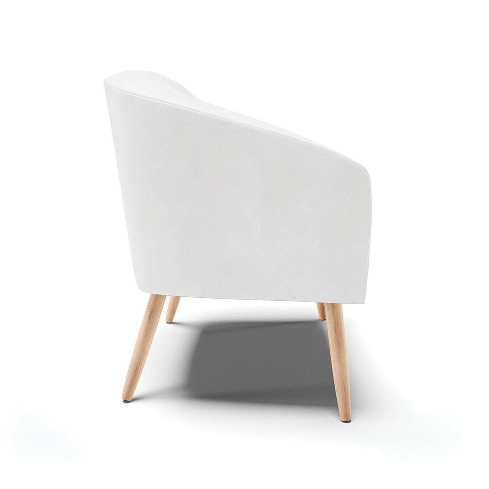 Cadeira Sala De Jantar Pé Palito Natural Kit 2 Stella Sintético Pu D03 - D'rossi Cor Branco - 2