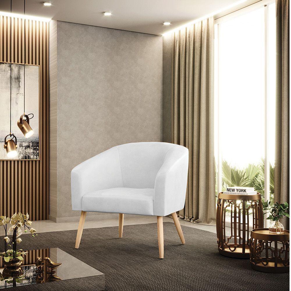 Cadeira Sala De Jantar Pé Palito Natural Kit 2 Stella Sintético Pu D03 - D'rossi Cor Branco - 7