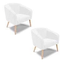 Cadeira Sala De Jantar Pé Palito Natural Kit 2 Stella Sintético Pu D03 - D'rossi Cor Branco - 1