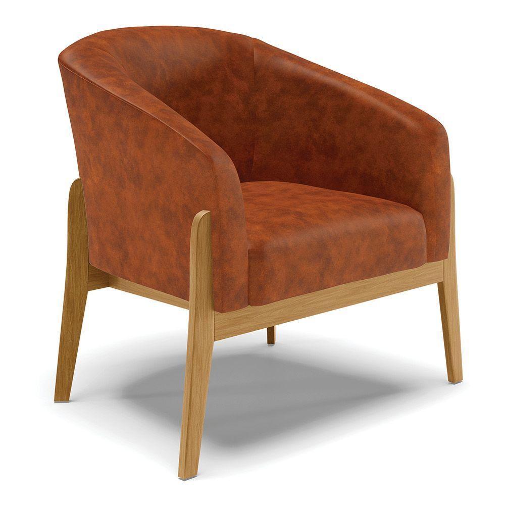 Cadeira Sala De Jantar Base De Madeira Stella Sintético Pu D03 - D'rossi Cor Nozes - 1