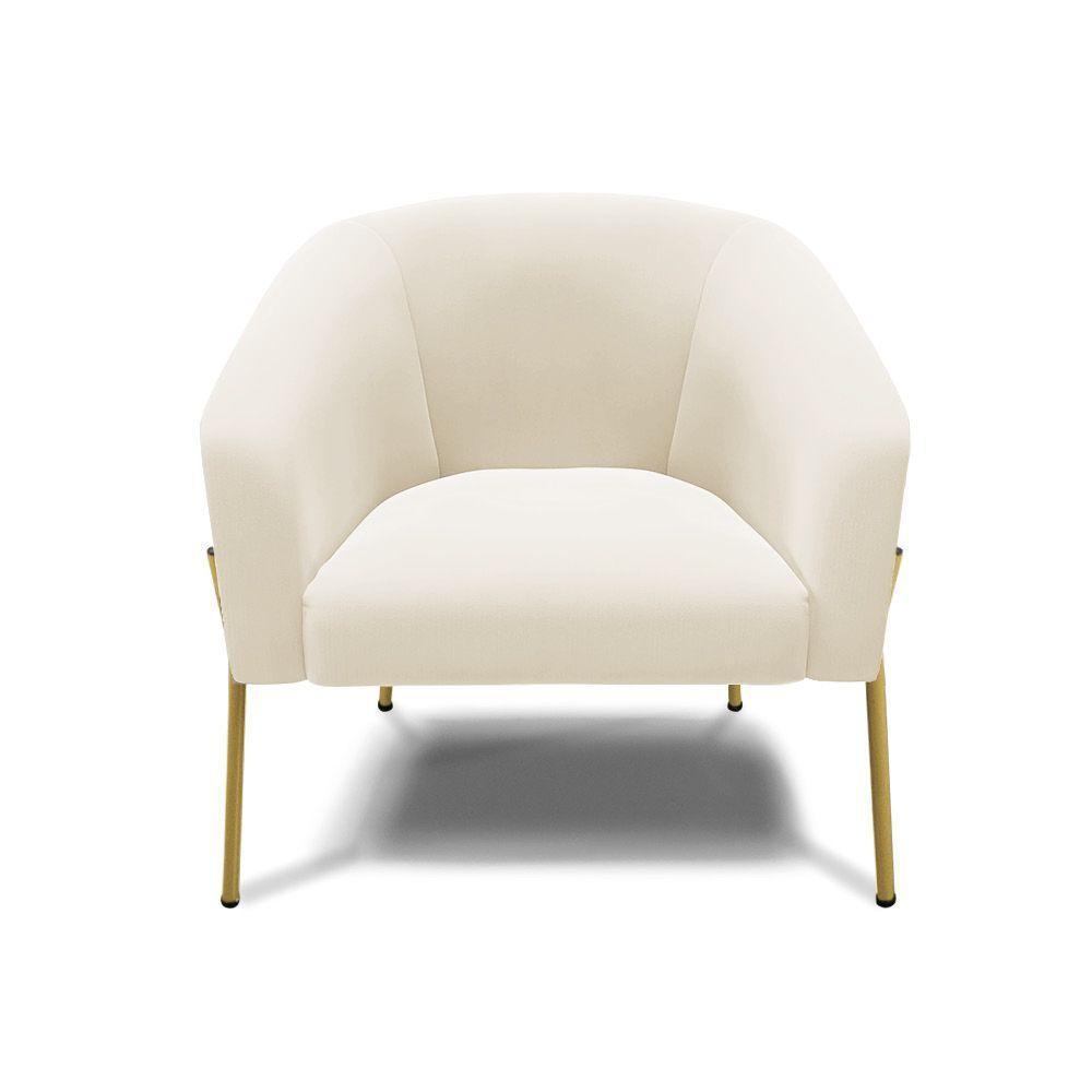 Cadeira Sala De Jantar Pé De Ferro Dourado Stella Veludo D03 - D'rossi Cor Bege - 3