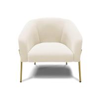 Cadeira Sala De Jantar Pé De Ferro Dourado Stella Veludo D03 - D'rossi Cor Bege - 3