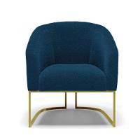 Cadeira Sala De Jantar Base Industrial Dourada Kit 2 Stella Bouclê D03 - D'rossi Cor Azul