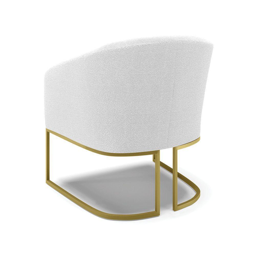 Cadeira Sala De Jantar Base Industrial Dourada Kit 2 Stella Bouclê D03 - D'rossi Cor Off White - 2