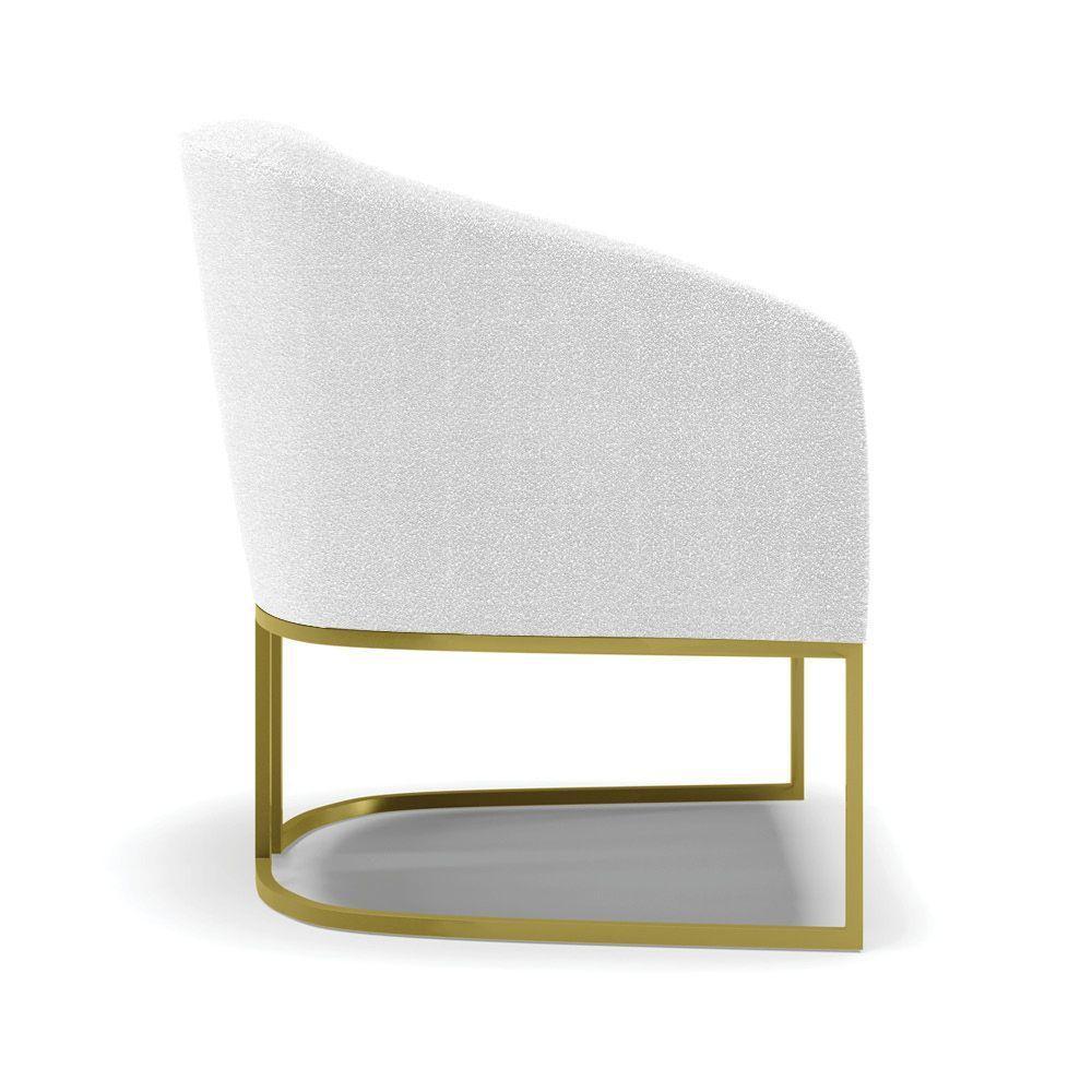 Cadeira Sala De Jantar Base Industrial Dourada Kit 2 Stella Bouclê D03 - D'rossi Cor Off White - 5