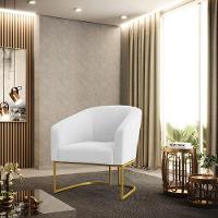 Cadeira Sala De Jantar Base Industrial Dourada Kit 2 Stella Bouclê D03 - D'rossi Cor Off White - 7