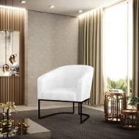 Cadeira Sala De Jantar Base Industrial Preto Stella Sintético Pu D03 - D'rossi Cor Branco - 6