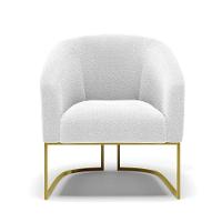 Cadeira Sala De Jantar Base Industrial Dourada Stella Bouclê D03 - D'rossi Cor Off White