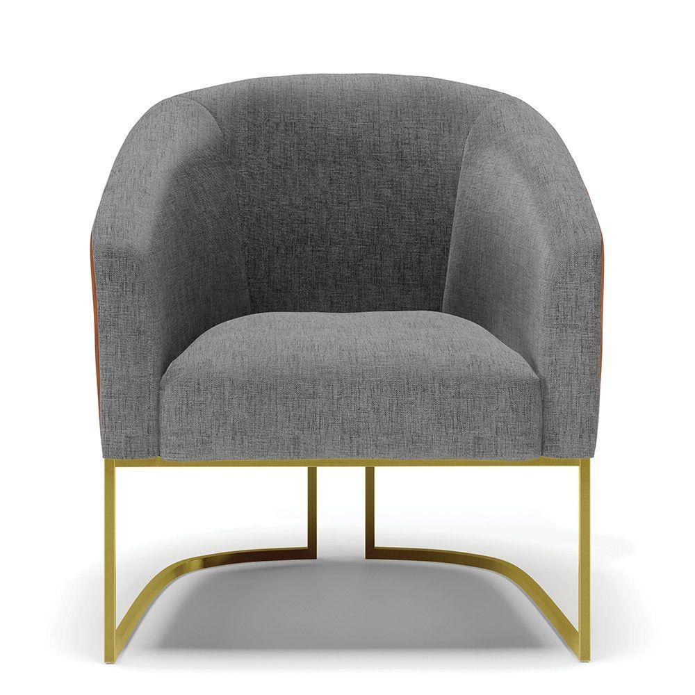 Cadeira Sala De Jantar Base Industrial Dourada Stella Noz/linho D03 - D'rossi Cor Grafite - 3