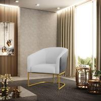 Cadeira Sala De Jantar Base Industrial Dourada Stella Pto/linho D03 - D'rossi Cor Cinza - 6