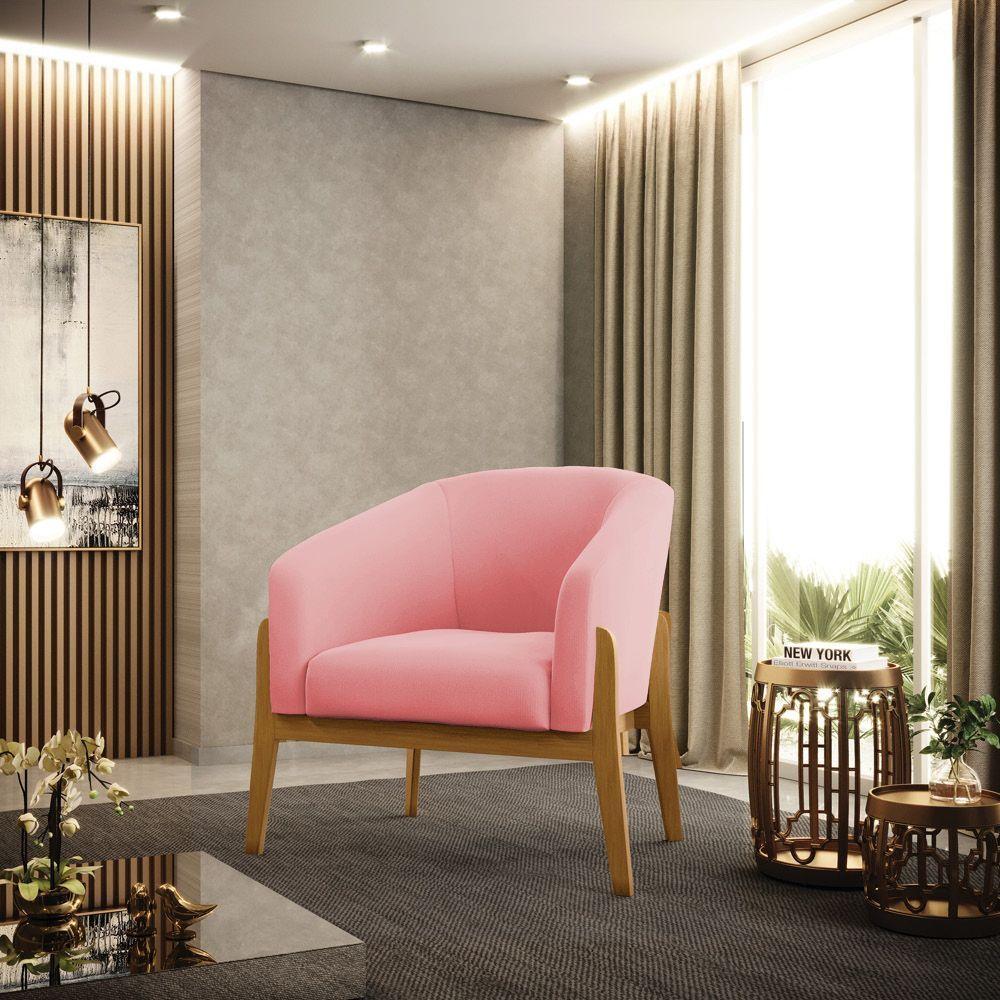 Cadeira Sala De Jantar Base De Madeira Stella Suede D03 - D'rossi Cor Rose - 6
