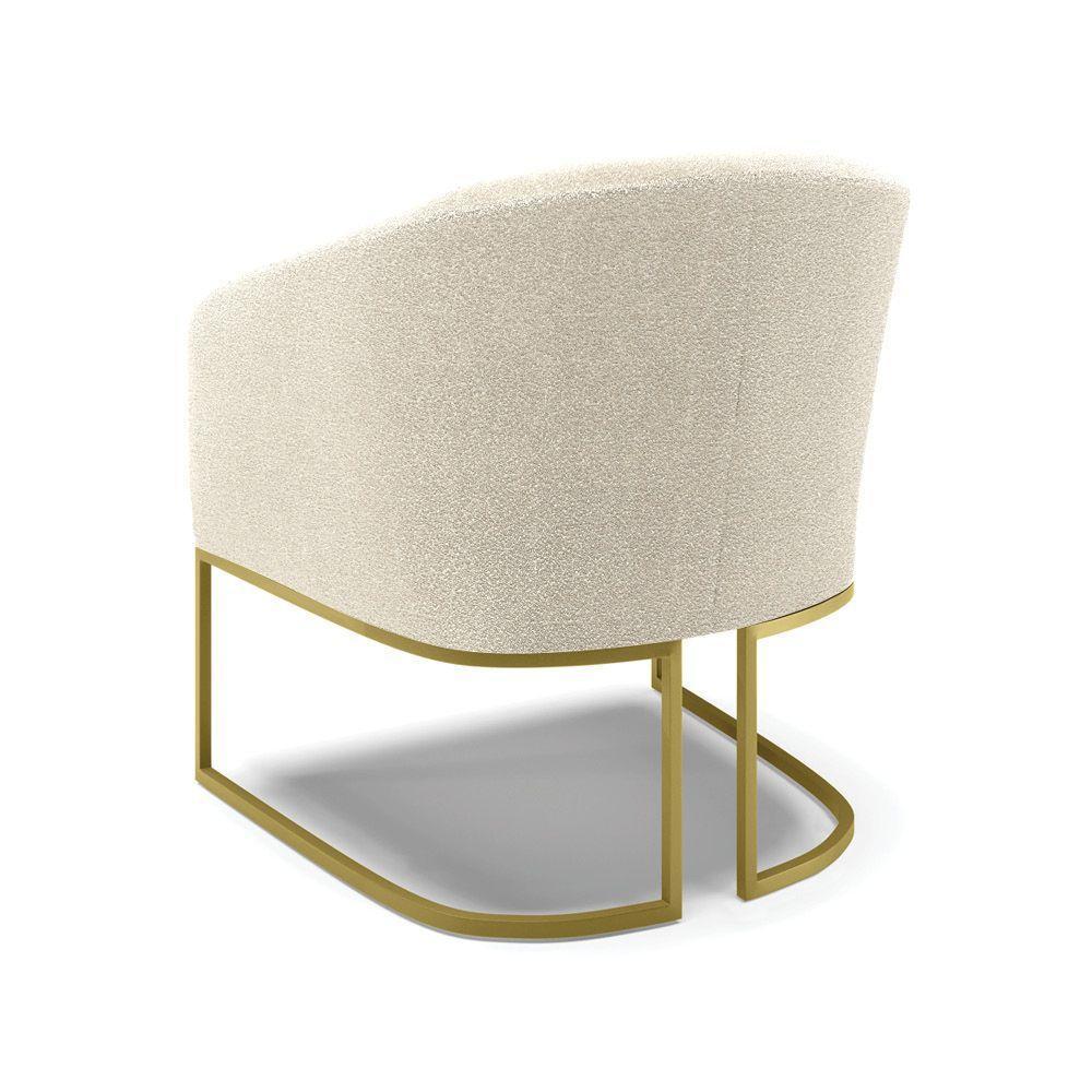Cadeira Sala De Jantar Base Industrial Dourada Stella Bouclê D03 - D'rossi Cor Bege - 2