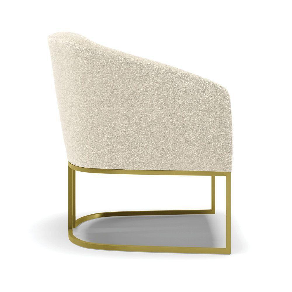 Cadeira Sala De Jantar Base Industrial Dourada Stella Bouclê D03 - D'rossi Cor Bege - 4