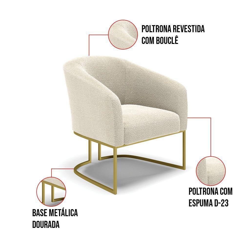 Cadeira Sala De Jantar Base Industrial Dourada Stella Bouclê D03 - D'rossi Cor Bege - 5