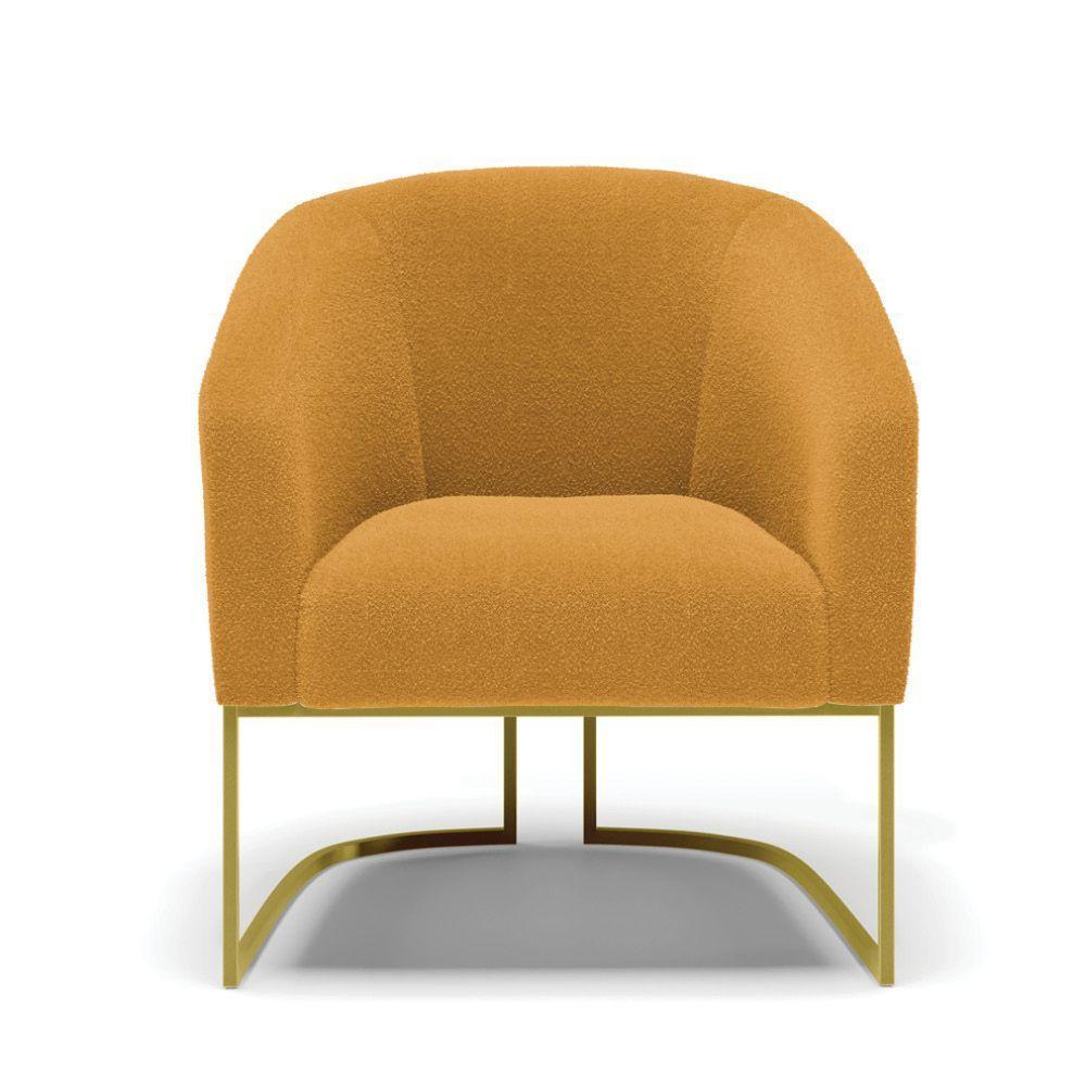 Cadeira Sala De Jantar Base Industrial Dourada Stella Bouclê D03 - D'rossi Cor Mostarda - 3