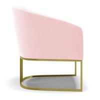 Cadeira Sala De Jantar Base Industrial Dourado Kit 2 Stella Suede D03 - D'rossi Cor Rosa Bebê - 2