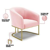 Cadeira Sala De Jantar Base Industrial Dourado Kit 2 Stella Suede D03 - D'rossi Cor Rosa Bebê - 5
