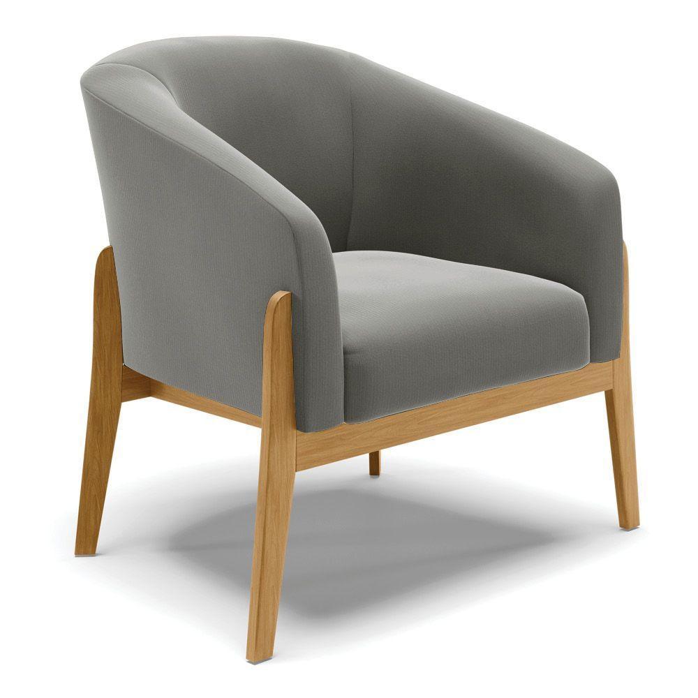 Cadeira Sala De Jantar Base De Madeira Stella Suede D03 - D'rossi Cor Grafite - 1