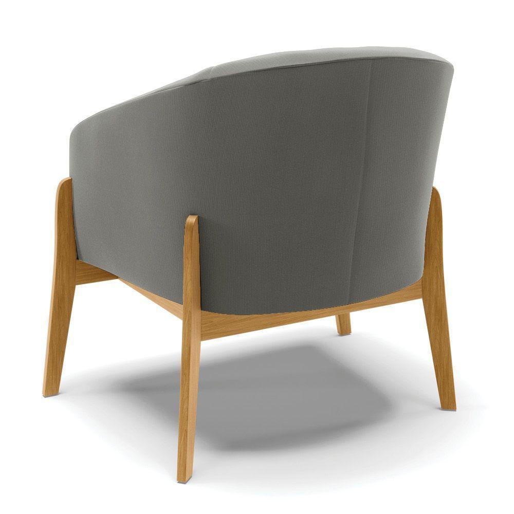 Cadeira Sala De Jantar Base De Madeira Stella Suede D03 - D'rossi Cor Grafite - 4