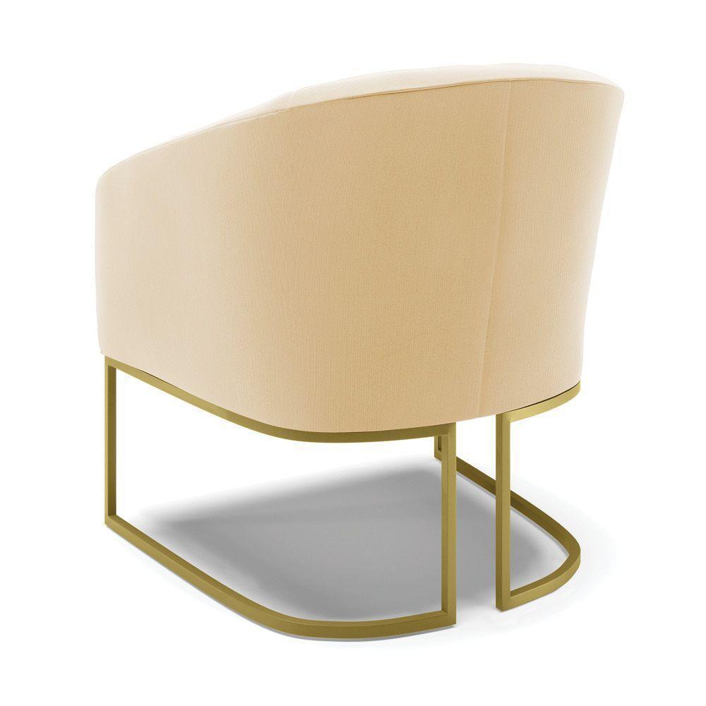 Cadeira Sala De Jantar Base Industrial Dourado Kit 2 Stella Suede D03 - D'rossi Cor Bege - 5