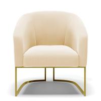 Cadeira Sala De Jantar Base Industrial Dourado Kit 2 Stella Suede D03 - D'rossi Cor Bege