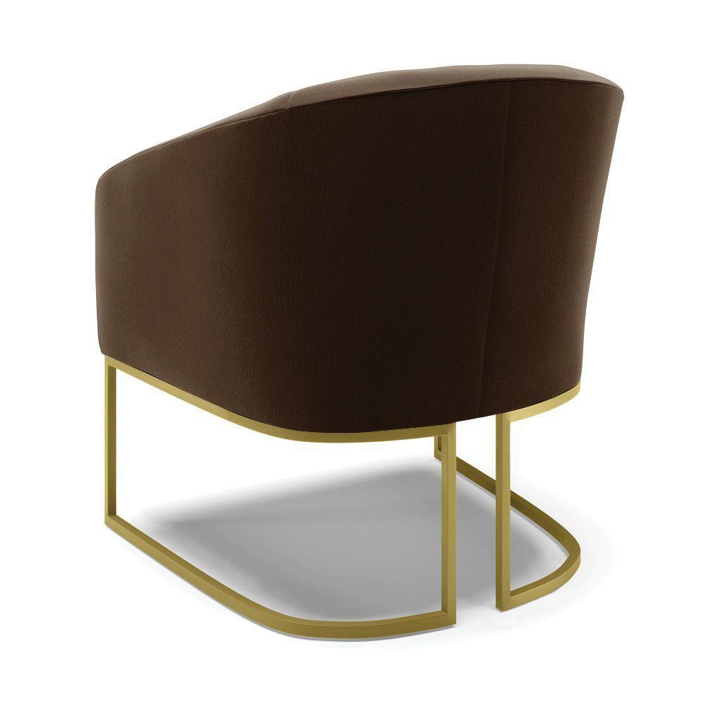 Cadeira Sala De Jantar Base Industrial Dourado Kit 2 Stella Suede D03 - D'rossi Cor Marrom - 5