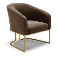 Cadeira Sala De Jantar Base Industrial Dourado Kit 2 Stella Suede D03 - D'rossi Cor Marrom - 3