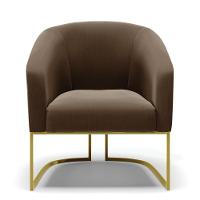 Cadeira Sala De Jantar Base Industrial Dourado Kit 2 Stella Suede D03 - D'rossi Cor Marrom