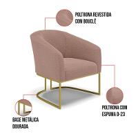 Cadeira Sala De Jantar Base Industrial Dourada Stella Bouclê D03 - D'rossi Cor Rose - 5