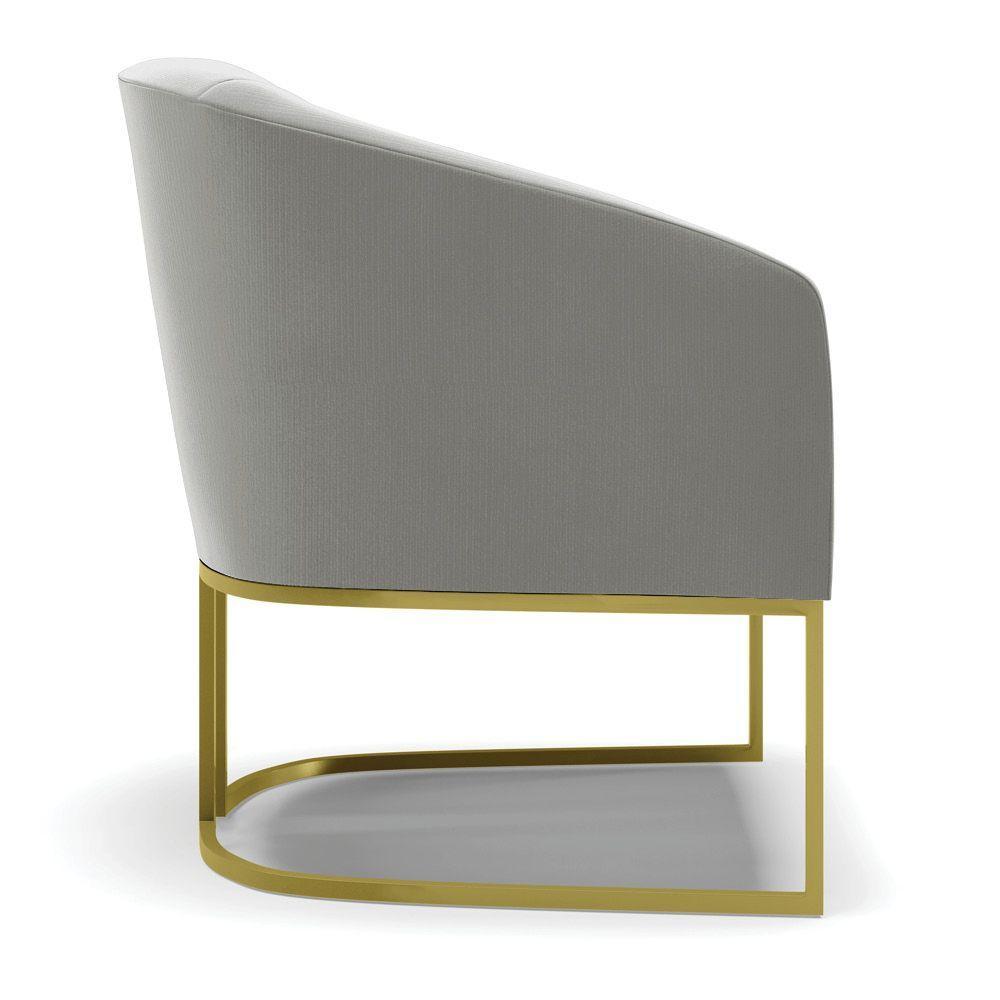 Cadeira Sala De Jantar Base Industrial Dourado Kit 2 Stella Suede D03 - D'rossi Cor Grafite - 2