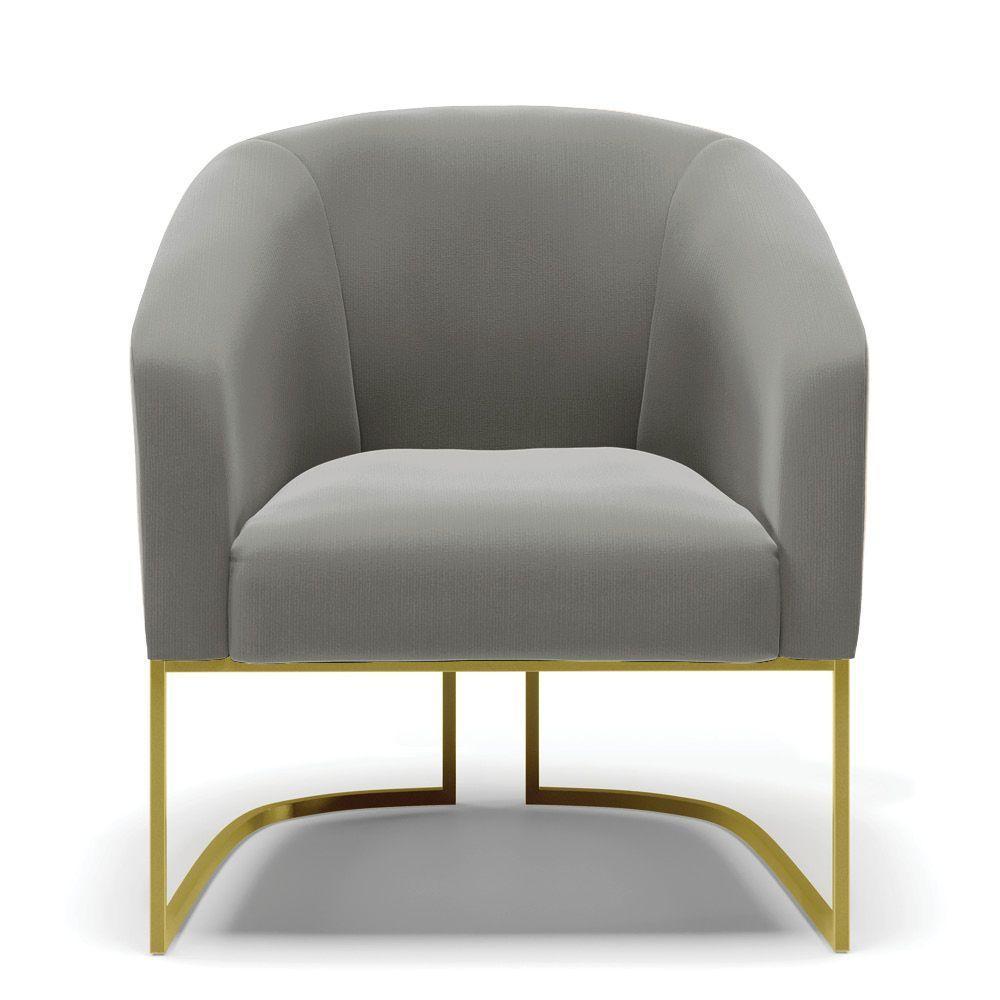 Cadeira Sala De Jantar Base Industrial Dourado Kit 2 Stella Suede D03 - D'rossi Cor Grafite - 4