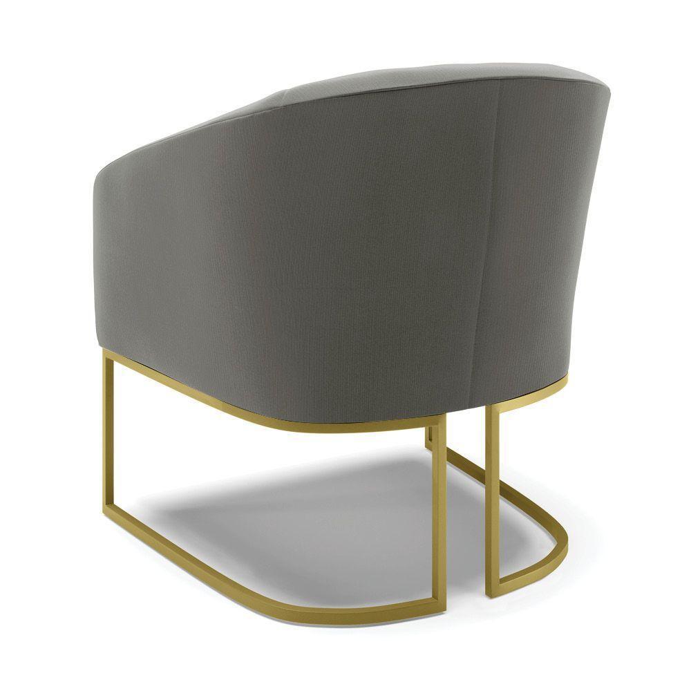 Cadeira Sala De Jantar Base Industrial Dourado Kit 2 Stella Suede D03 - D'rossi Cor Grafite - 5