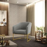 Cadeira Sala De Jantar Base Industrial Dourado Kit 2 Stella Suede D03 - D'rossi Cor Grafite - 7