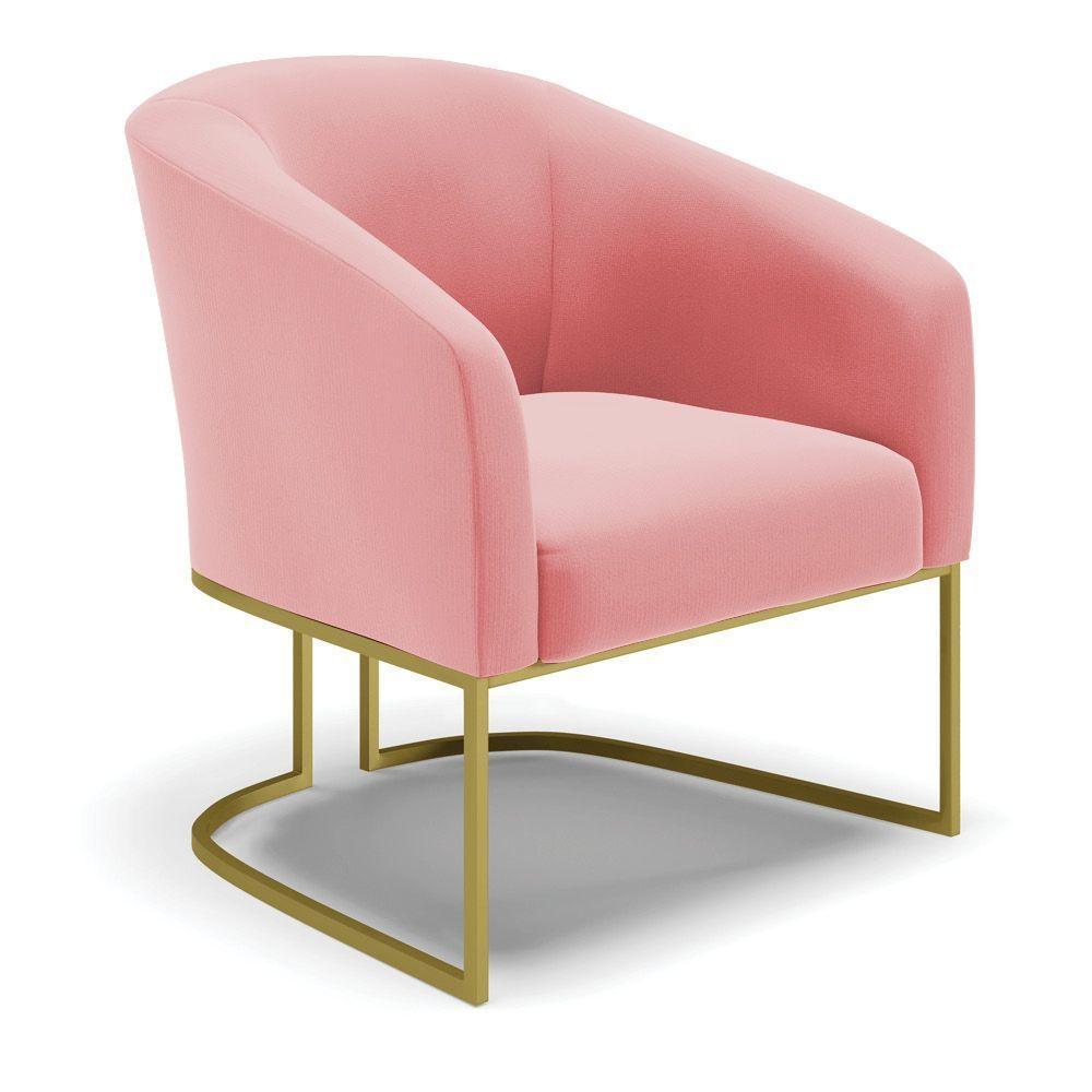 Cadeira Sala De Jantar Base Industrial Dourado Kit 2 Stella Suede D03 - D'rossi Cor Rose - 3