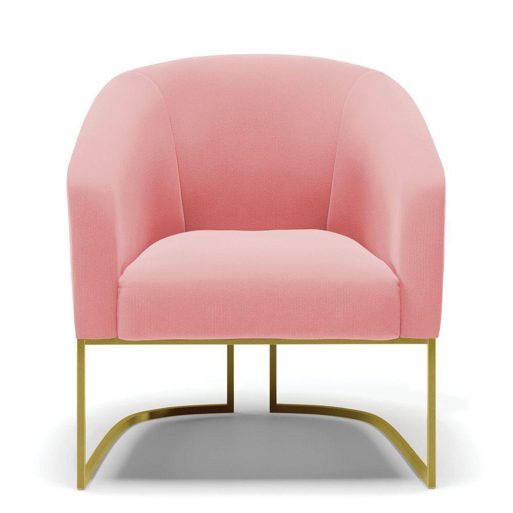 Cadeira Sala De Jantar Base Industrial Dourado Kit 2 Stella Suede D03 - D'rossi Cor Rose - 4