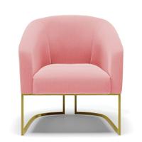 Cadeira Sala De Jantar Base Industrial Dourado Kit 2 Stella Suede D03 - D'rossi Cor Rose