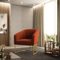 Cadeira Sala De Jantar Base Industrial Dourada Stella Bouclê D03 - D'rossi Cor Terra - 3