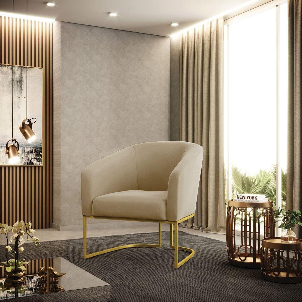 Cadeira Sala De Jantar Base Industrial Dourado Kit 2 Stella Suede D03 - D'rossi Cor Marrom Rato - 7