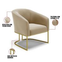 Cadeira Sala De Jantar Base Industrial Dourado Kit 2 Stella Suede D03 - D'rossi Cor Marrom Rato - 6