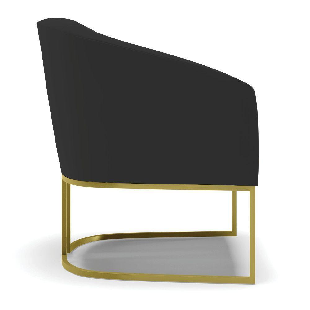 Cadeira Sala De Jantar Base Industrial Dourado Kit 2 Stella Veludo D03 - D'rossi Cor Preto - 2