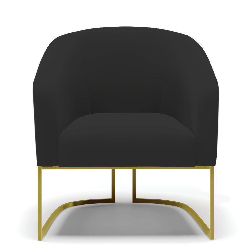 Cadeira Sala De Jantar Base Industrial Dourado Kit 2 Stella Veludo D03 - D'rossi Cor Preto - 4
