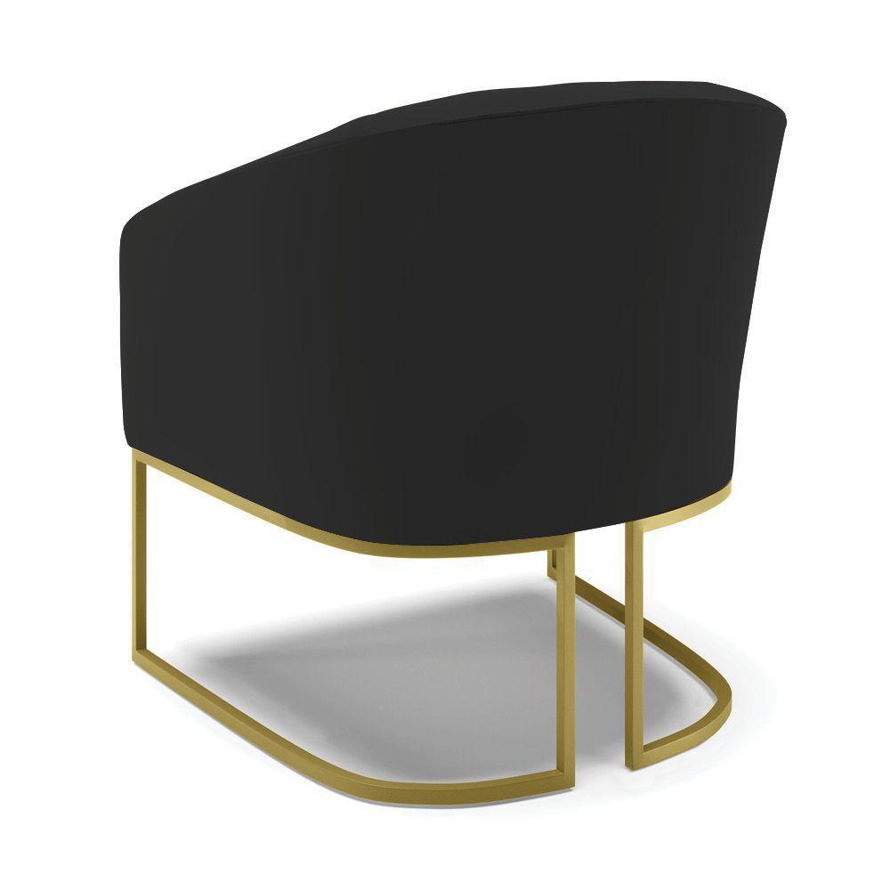 Cadeira Sala De Jantar Base Industrial Dourado Kit 2 Stella Veludo D03 - D'rossi Cor Preto - 5