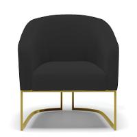 Cadeira Sala De Jantar Base Industrial Dourado Kit 2 Stella Veludo D03 - D'rossi Cor Preto