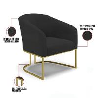 Cadeira Sala De Jantar Base Industrial Dourado Kit 2 Stella Veludo D03 - D'rossi Cor Preto - 6