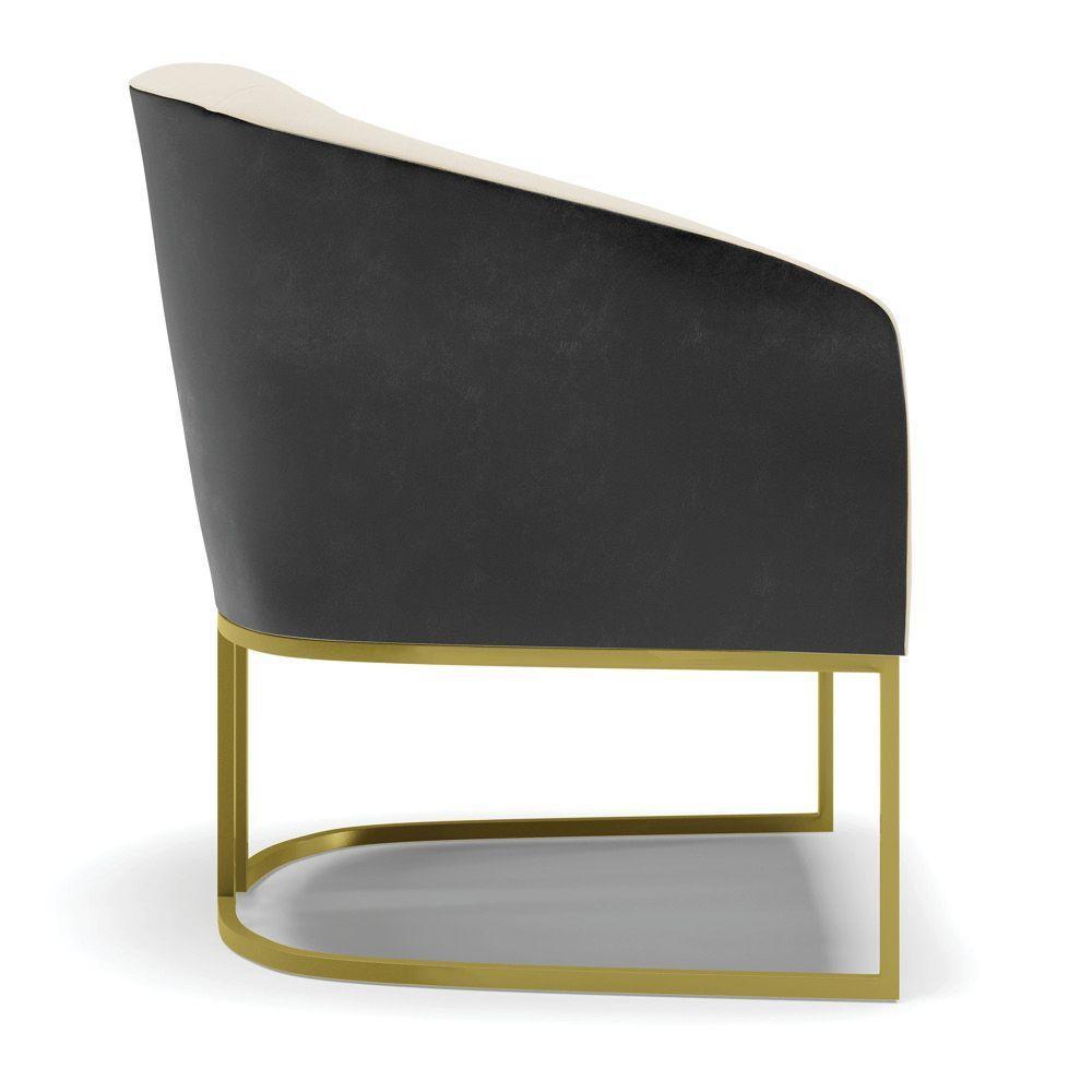 Cadeira Sala De Jantar Base Industrial Dourada Stella Pto/linho D03 - D'rossi Cor Bege - 2