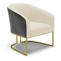 Cadeira Sala De Jantar Base Industrial Dourada Stella Pto/linho D03 - D'rossi Cor Bege - 1