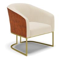 Cadeira Sala De Jantar Base Industrial Dourada Stella Noz/linho D03 - D'rossi Cor Bege - 1